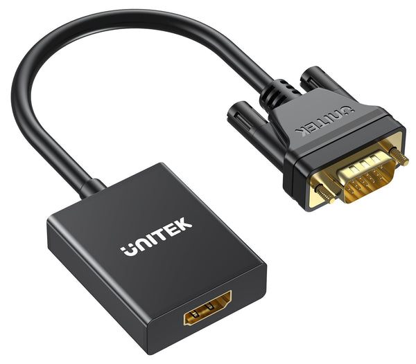 Unitek V1112ABK02 VGA to HDMI (2K) Adapter with Audio & Power Port Black (785-3079)