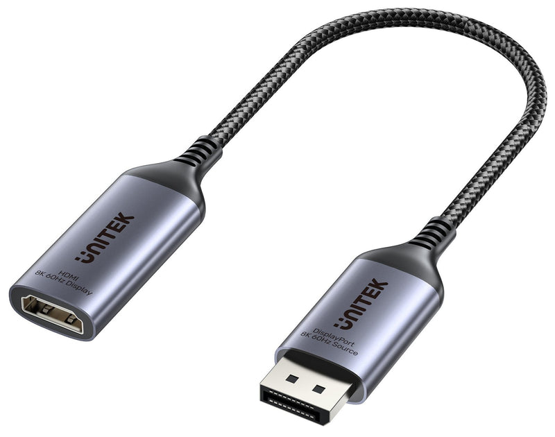 UNITEK V1611A 20cm 8K 60Hz DisplayPort 1.4 To HDMI 2.1 Adpater Cable (785-3084)