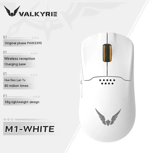 VALKYRIE VK M1 3 Mode Wireless Bluetooth Gaming Mouse with 4K Charging Base VK-M1 White 白色