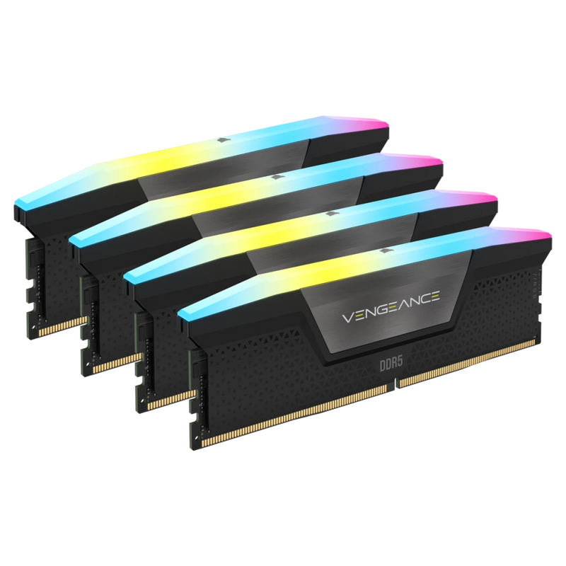 CORSAIR 96GB Kit (4x24GB) VENGEANCE RGB CMH96GX5M4B6400C32 DDR5 6400MHz Memory