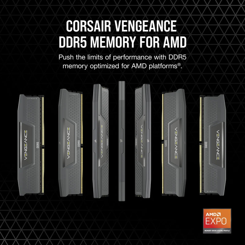 CORSAIR 96GB Kit (2x48GB) VENGEANCE CMK96GX5M2B6000Z30 DDR5 6000MHz Memory (AMD EXPO & Intel XMP 3.0)