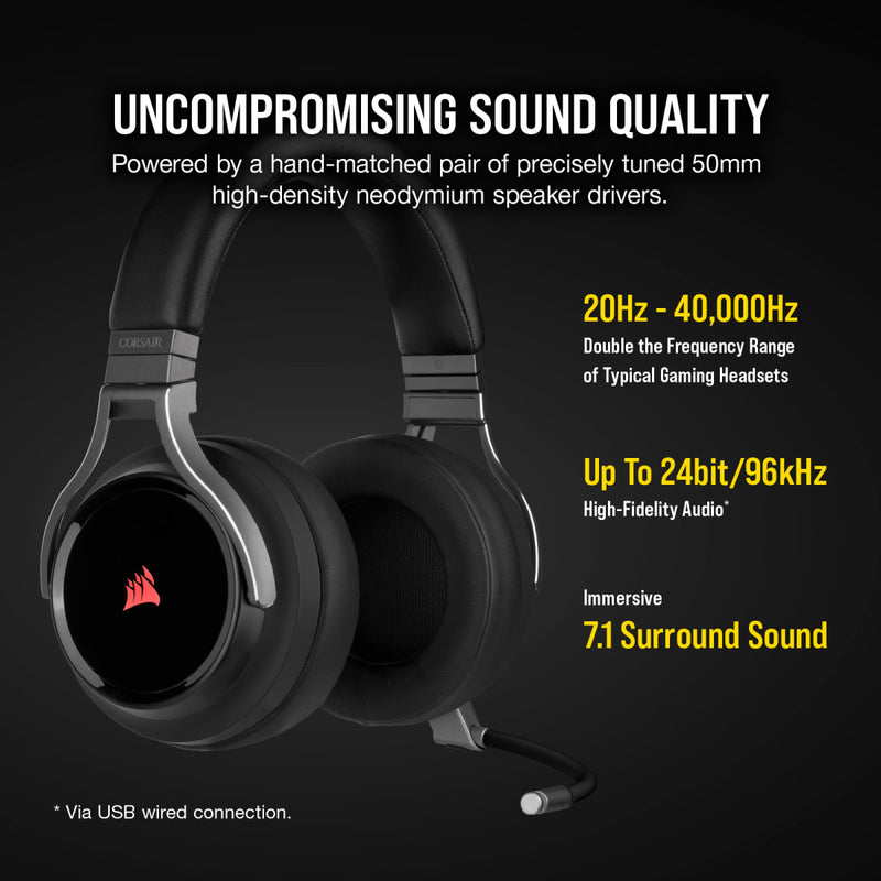 [12月聖誕優惠] Corsair VIRTUOSO RGB Wireless High-Fidelity Gaming Headset - Carbon CA-9011185-AP