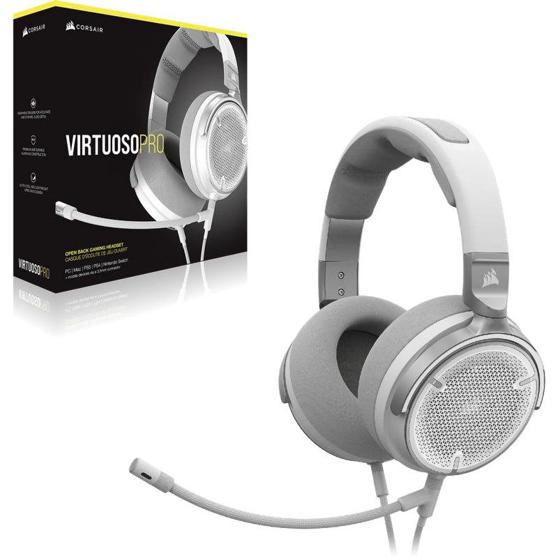 Corsair VIRTUOSO PRO Open Back Streaming Gaming Headset - White CA-9011371-AP 