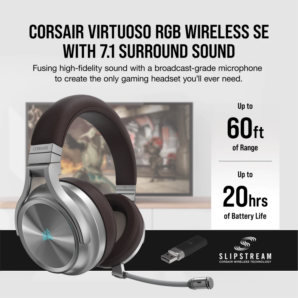 Corsair Virtuoso RGB Wireless cheapest SE Headset High-Fidelity 7.1 Surround Sound