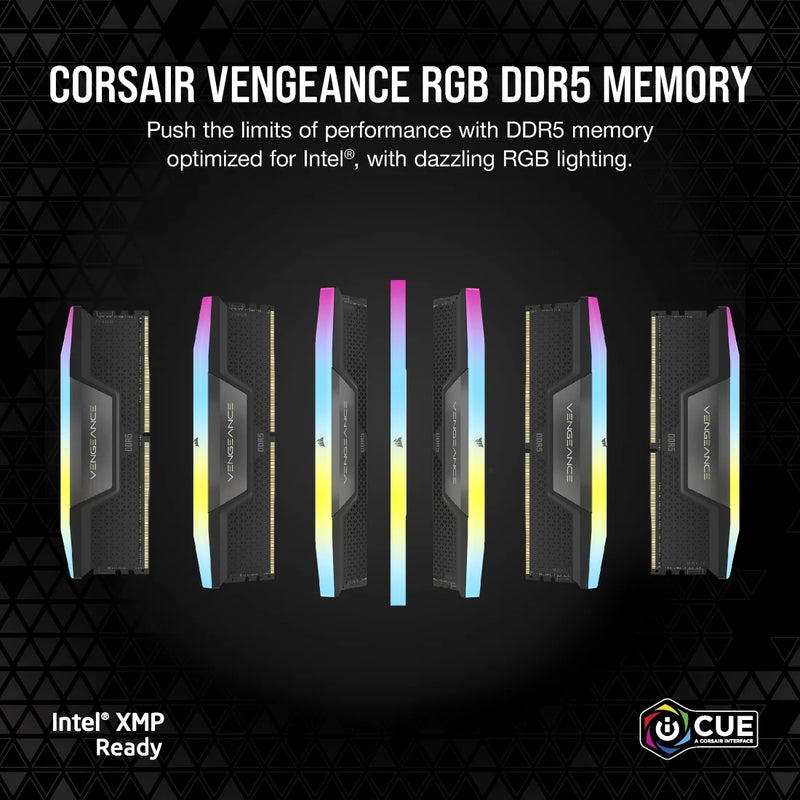 CORSAIR 48GB Kit (2x24GB) VENGEANCE RGB CMH48GX5M2B6000Z30 DDR5 6000MHz Memory (AMD EXPO & Intel XMP 3.0)