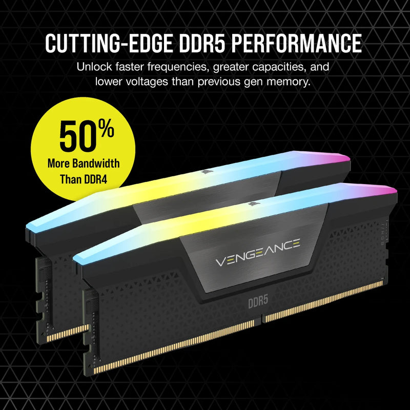 CORSAIR 48GB Kit (2x24GB) VENGEANCE RGB CMH48GX5M2B6000Z30 DDR5 6000MHz Memory (AMD EXPO & Intel XMP 3.0)