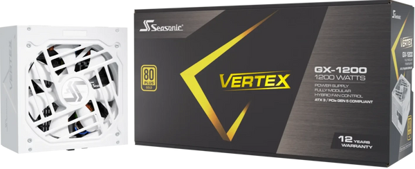 Seasonic 1200W VERTEX GX-1200 White ATX3.0 (PCIe5.0) 80Plus Gold Full Modular Power Supply (VERTEX GX-1200-WHITE)