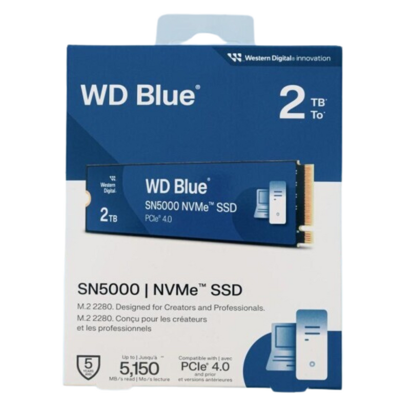 WD Blue 2TB SN5000 WDS200T4B0E M.2 2280 PCIe Gen4 x4 SSD