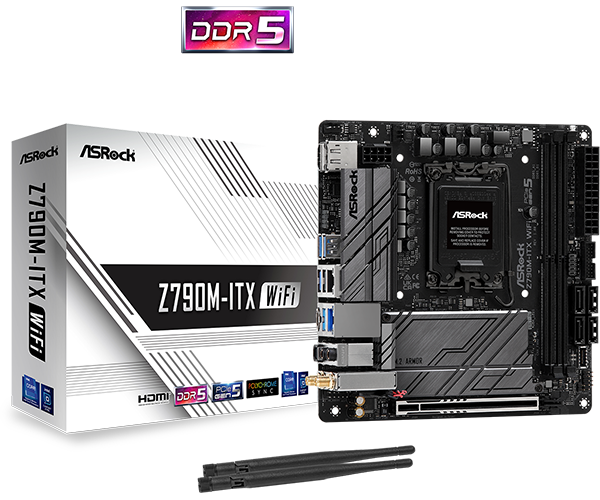 ASRock Z790M-ITX WiFi DDR5,LGA 1700 Mini-ITX Motherboard