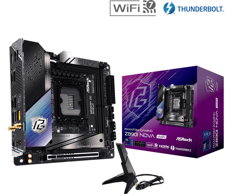 ASRock PHANTOM GAMING Z890I Nova WiFi DDR5,LGA 1851 Mini-ITX Motherboard