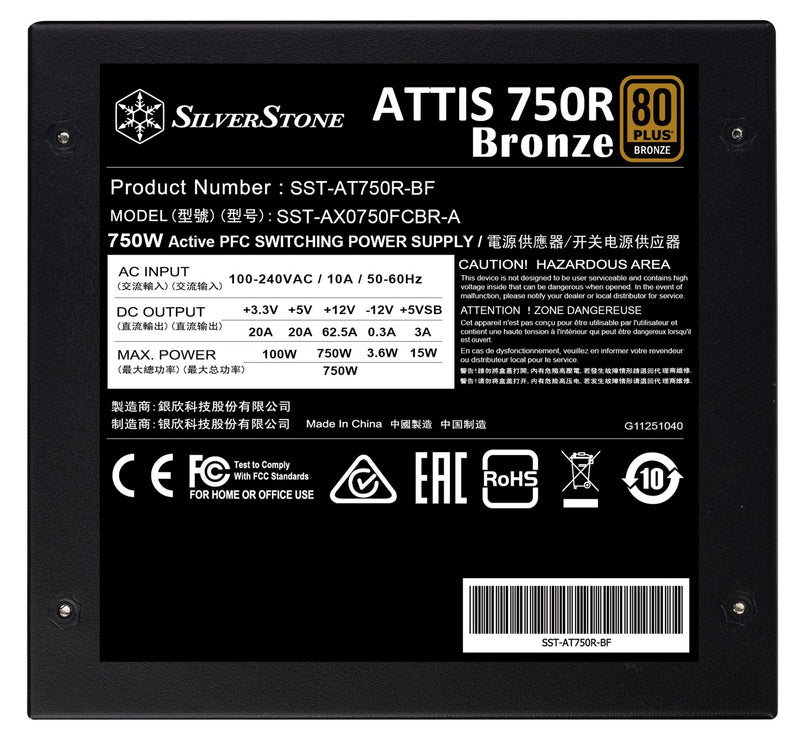 SilverStone ATTIS 750R 750W ATX 3.1 80Plus Bronze Power Supply