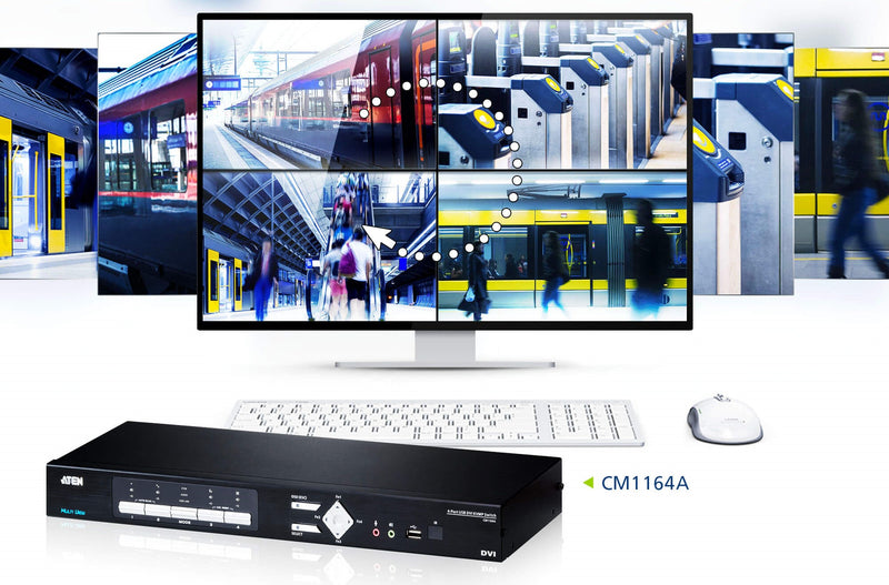 ATEN CM1164A 4 Port DVI-D USB Multi-View KVMP Control Center (up to 4 x 4)