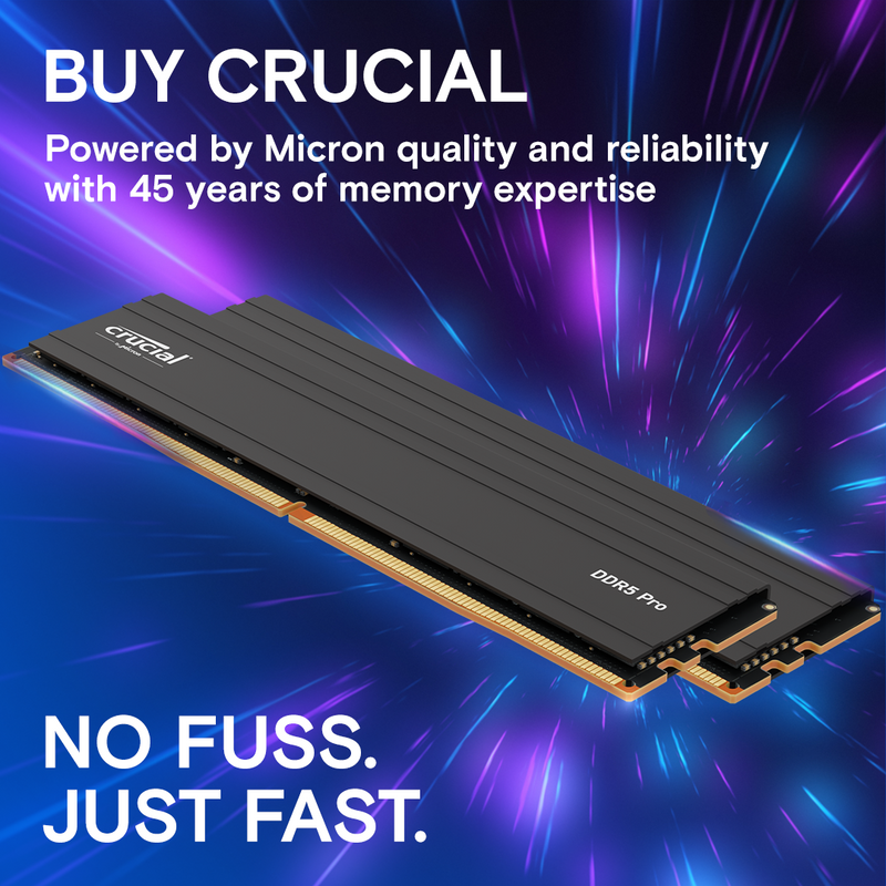 Crucial 32GB Kit (2x16GB) Pro Overclocking DDR5-6000 UDIMM CP2K16G60C36U5B Support AMD EXPO 