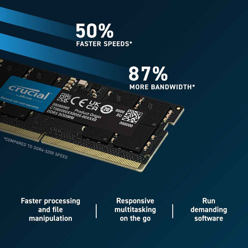 Crucial DDR5 SODIMM 48GB (1x48GB) DDR5 5600MHz CT48G56C46S5 Memory 