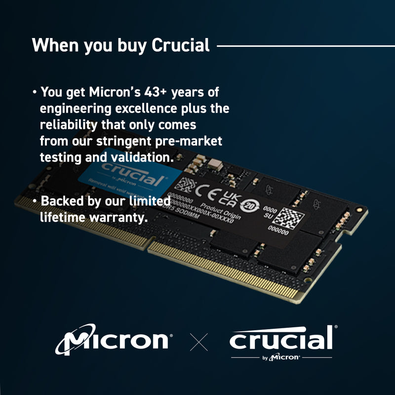 Crucial DDR5 SODIMM 48GB (1x48GB) DDR5 5600MHz CT48G56C46S5 Memory 