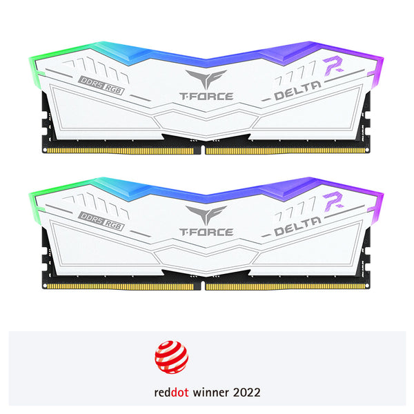 TEAMGROUP 32GB Kit (2x16GB) T-Force Delta RGB D5 White 白色 CL30 DDR5 6000MHz Memory FF4D532G6000HC30DC01 (RM-DR5432W)