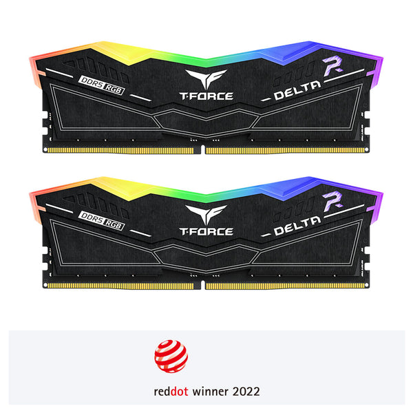 TEAMGROUP 32GB Kit (2x16GB) T-Force Delta RGB D5 Black Black DDR5 6000MHz CL28 Memory FF3D532G6000HC28ADC01 (RM-DR5532B)