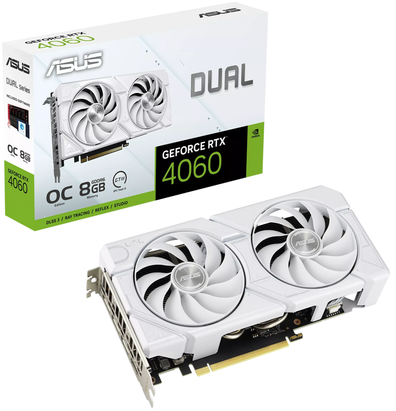 ASUS DUAL GeForce RTX 4060 White OC 8GB GDDR6 EVO DUAL-RTX4060-O8G-EVO-WHITE (DI-E4060G8)