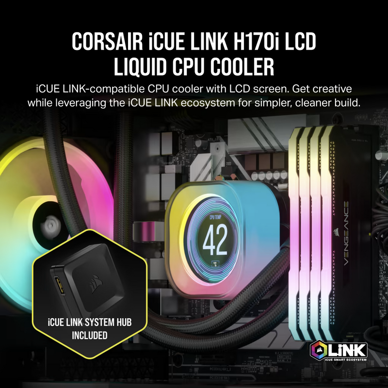 CORSAIR iCUE LINK H170i RGB LCD 420mm Liquid CPU Cooler CW-9061009-WW