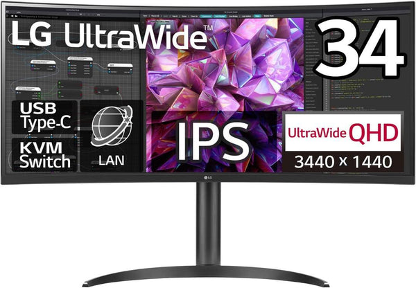 LG 34" 34WQ75C-B/EP 3440x1440 IPS (21:9) Curved Monitor