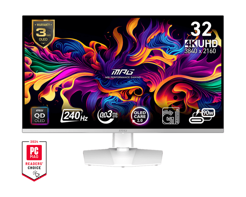 MSI 31.5" MPG321URXW QD-OLED 240Hz 4K UHD (16:9) Gaming Monitor (HDMI2.1) (MO-MP32QOW)