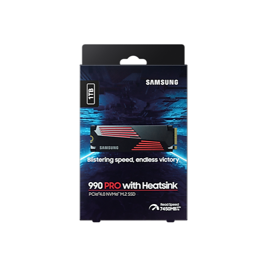 Samsung 1TB 990 PRO w/Heatsink MZ-V9P1T0CW M.2 2280 PCIe Gen4 x4 SSD